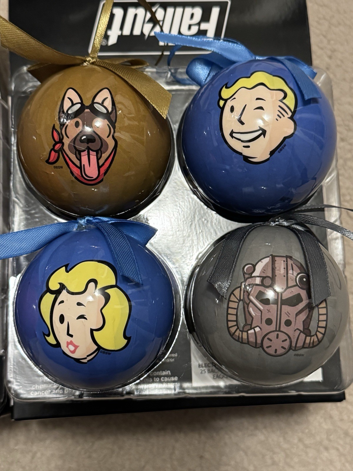 (2) Thinkgeek Fallout Ornament Sets Pack of 4 Dogmeat, Vault Boy, Nuca Cola NEW