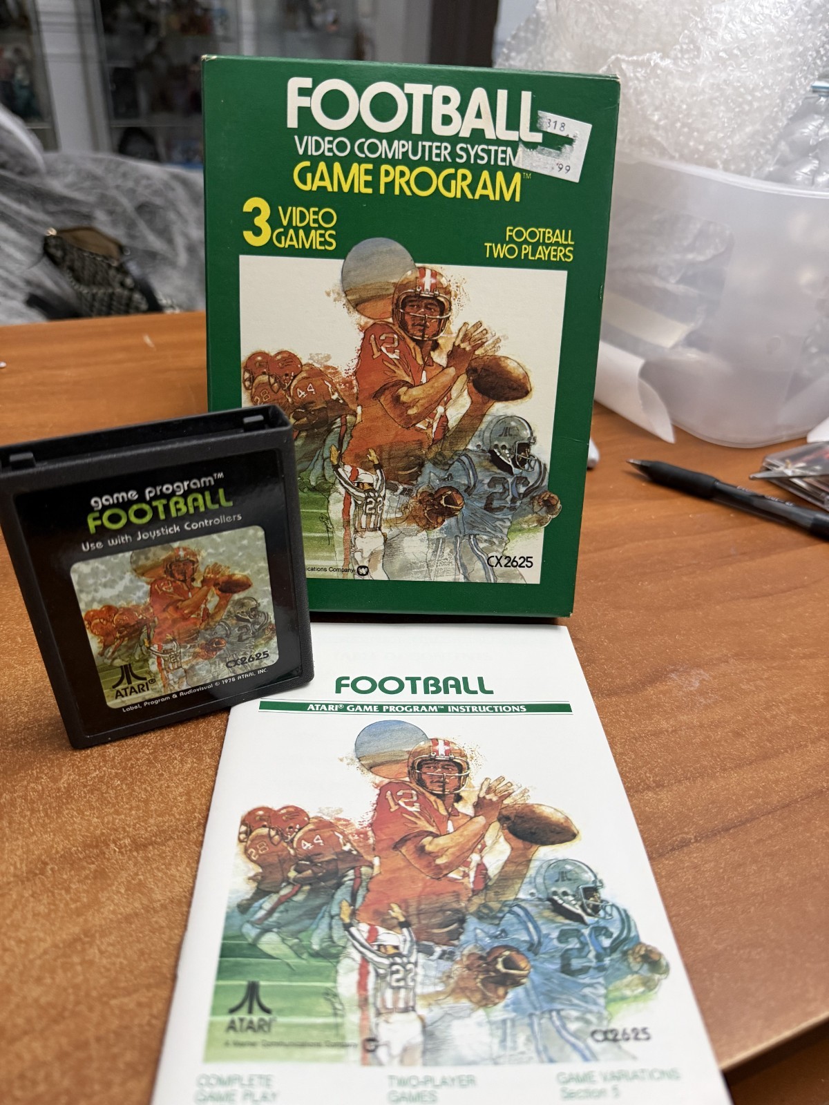 Atari 2600 Football CX2625 Cartridge & Manual Two-Player Gridiron Simulation