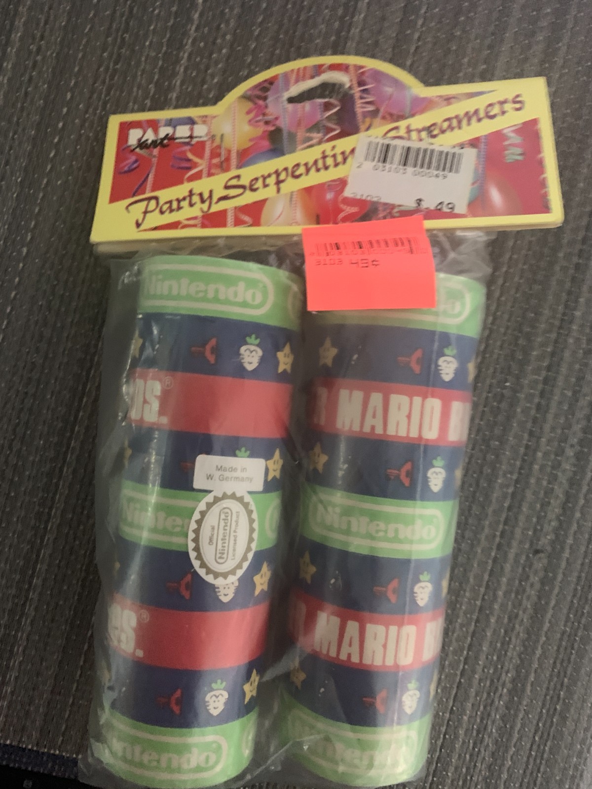 NES Nintendo Super Mario Bros Sealed Paper Streamers Made In W. Germany 1980
