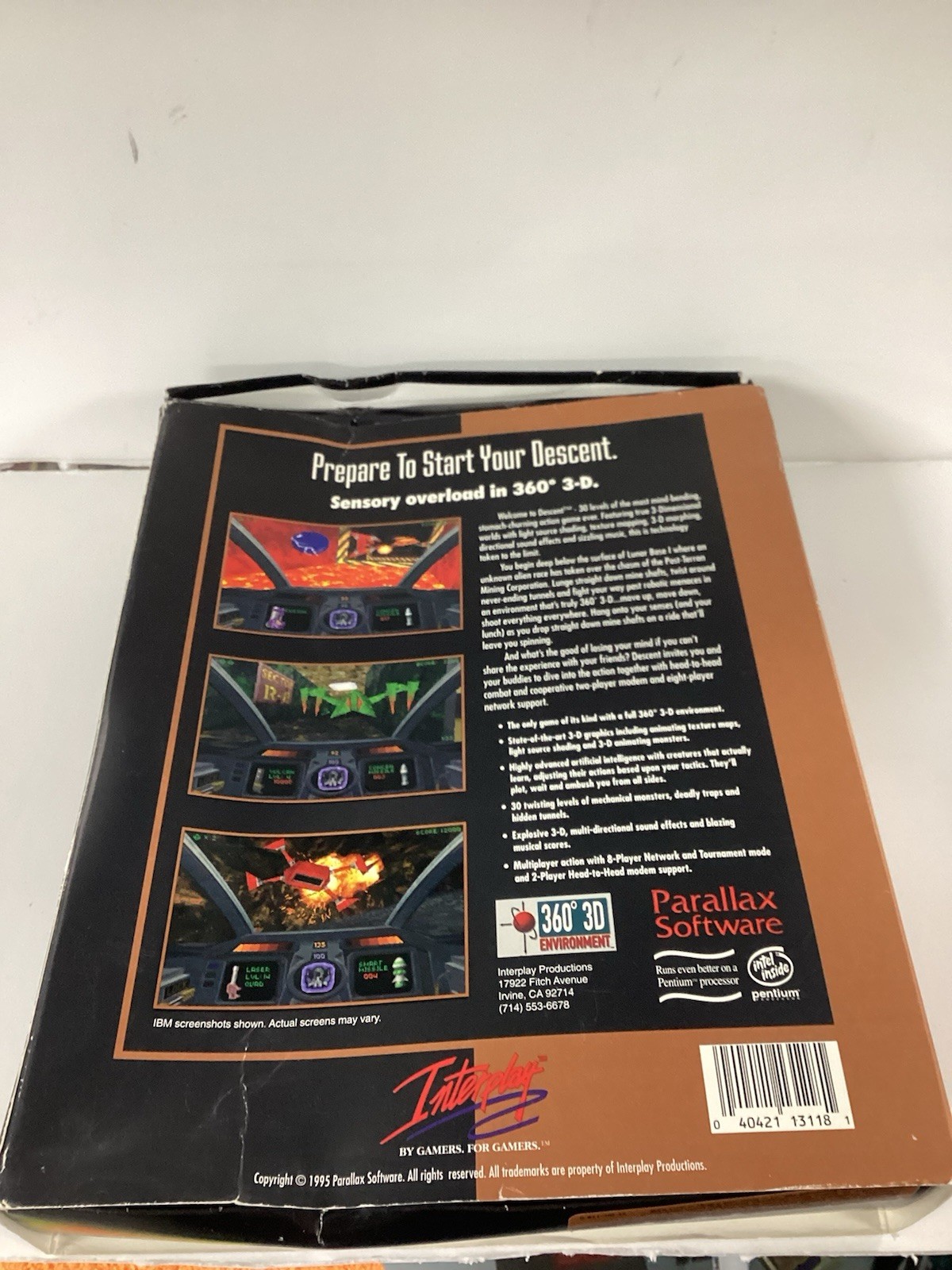 PC Game Descent CD-ROM Big Box – 1995 Interplay