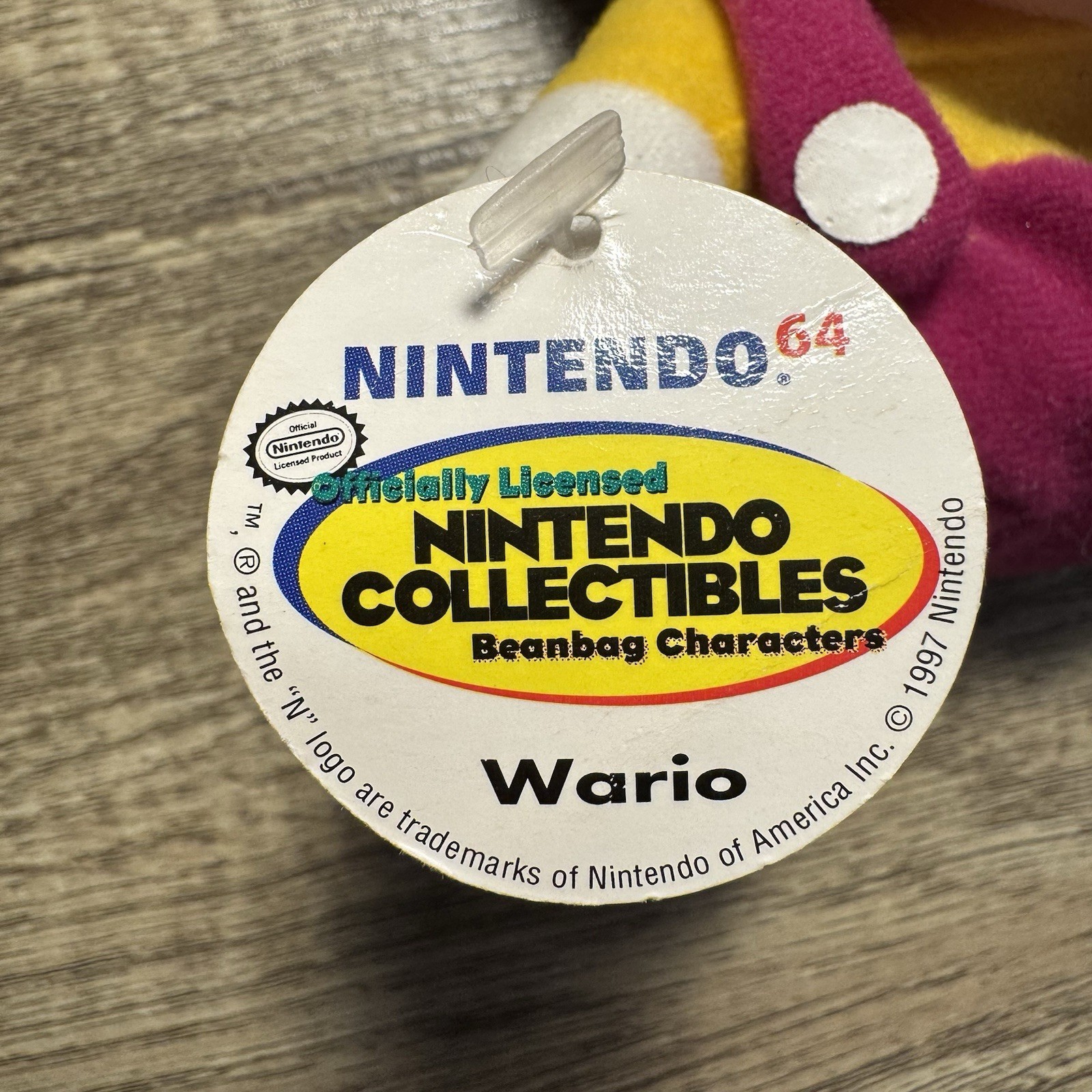 Vintage 1997 BD&A Nintendo Wario Bean Bag Plush Doll Toy w/Hang Tag NWT Mario 64