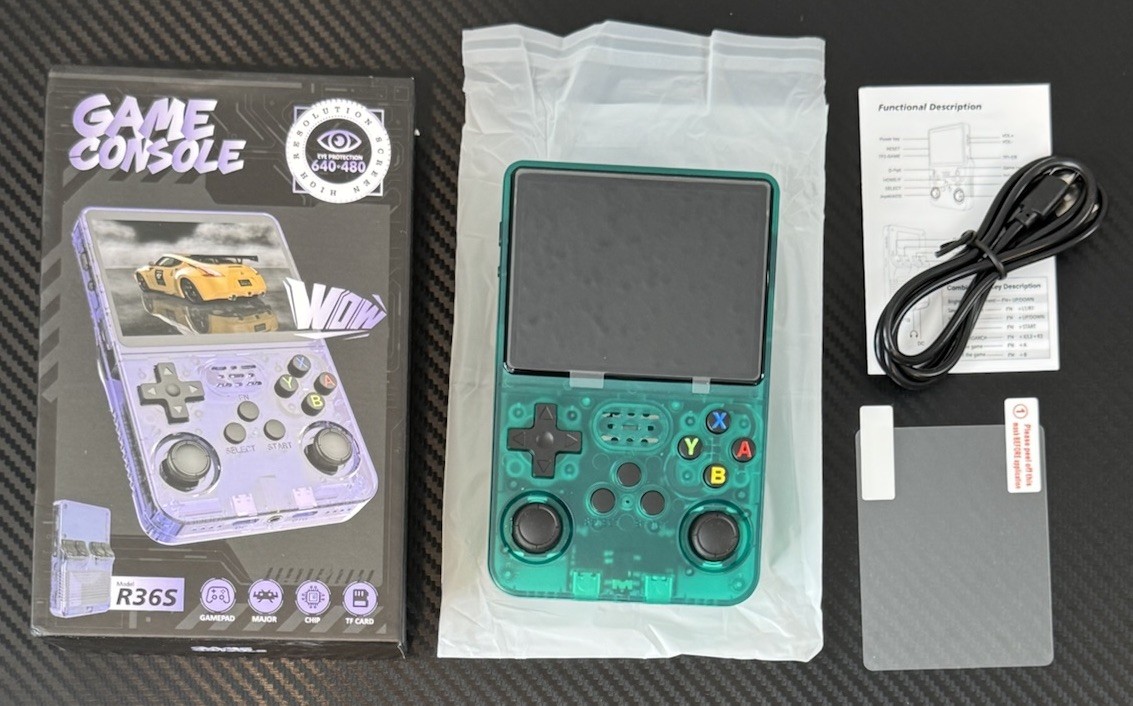 R36S Retro Handheld Video Game Console 64GB with 3.5″ IPS Screen, Quad-Core