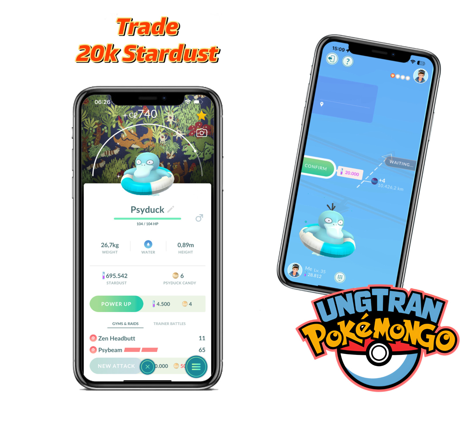 Shiny Swim Ring Psyduck with a Special Back-ground – TR-DE 20k stardust