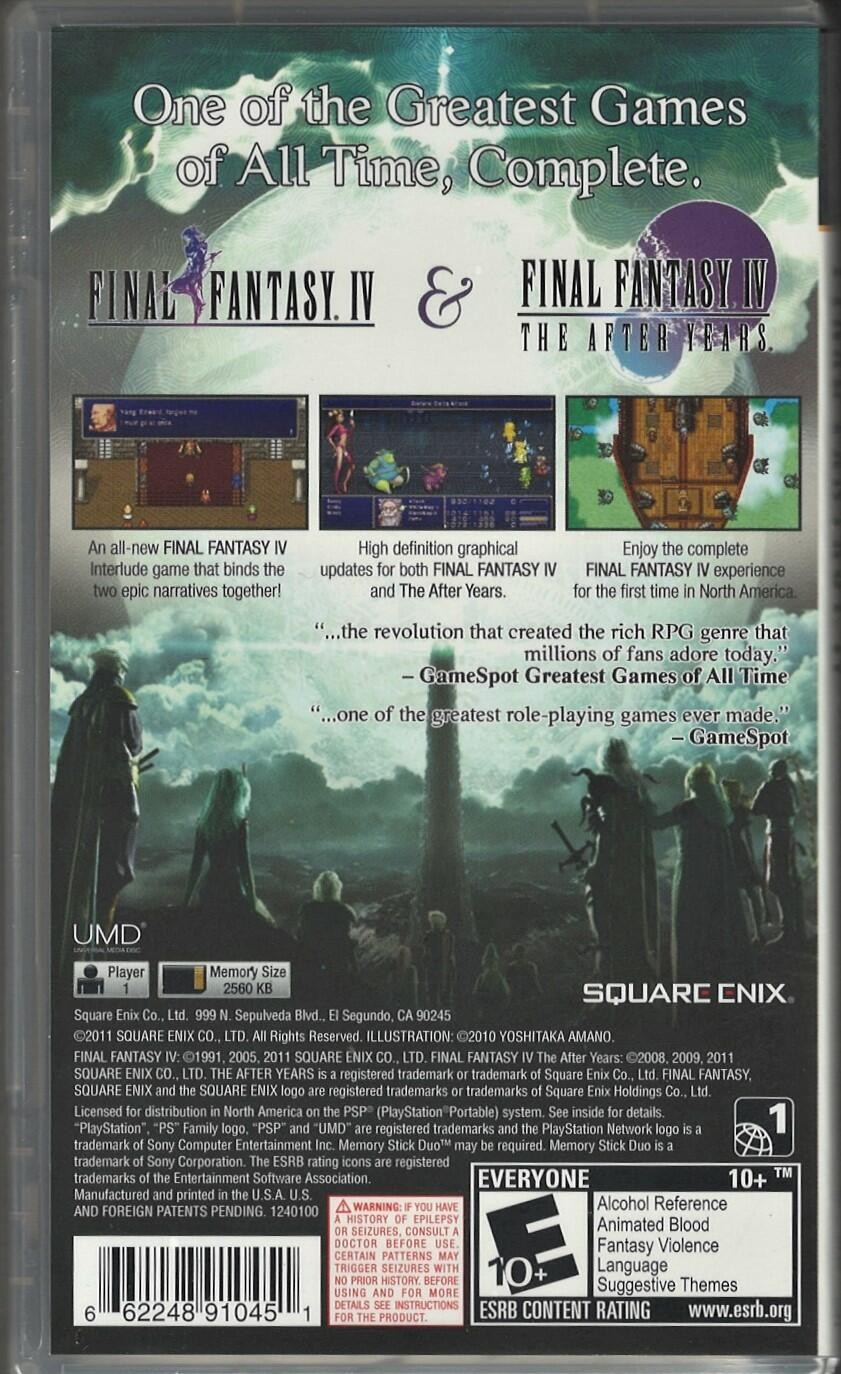 Final Fantasy IV The Complete Collection PSP (Brand New Factory Sealed US Versio