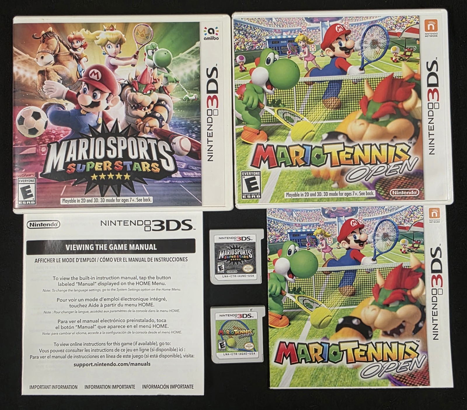 Mario Tennis Open & Sports Superstars Bundle (Nintendo 3DS) Lot of 2 – Tested