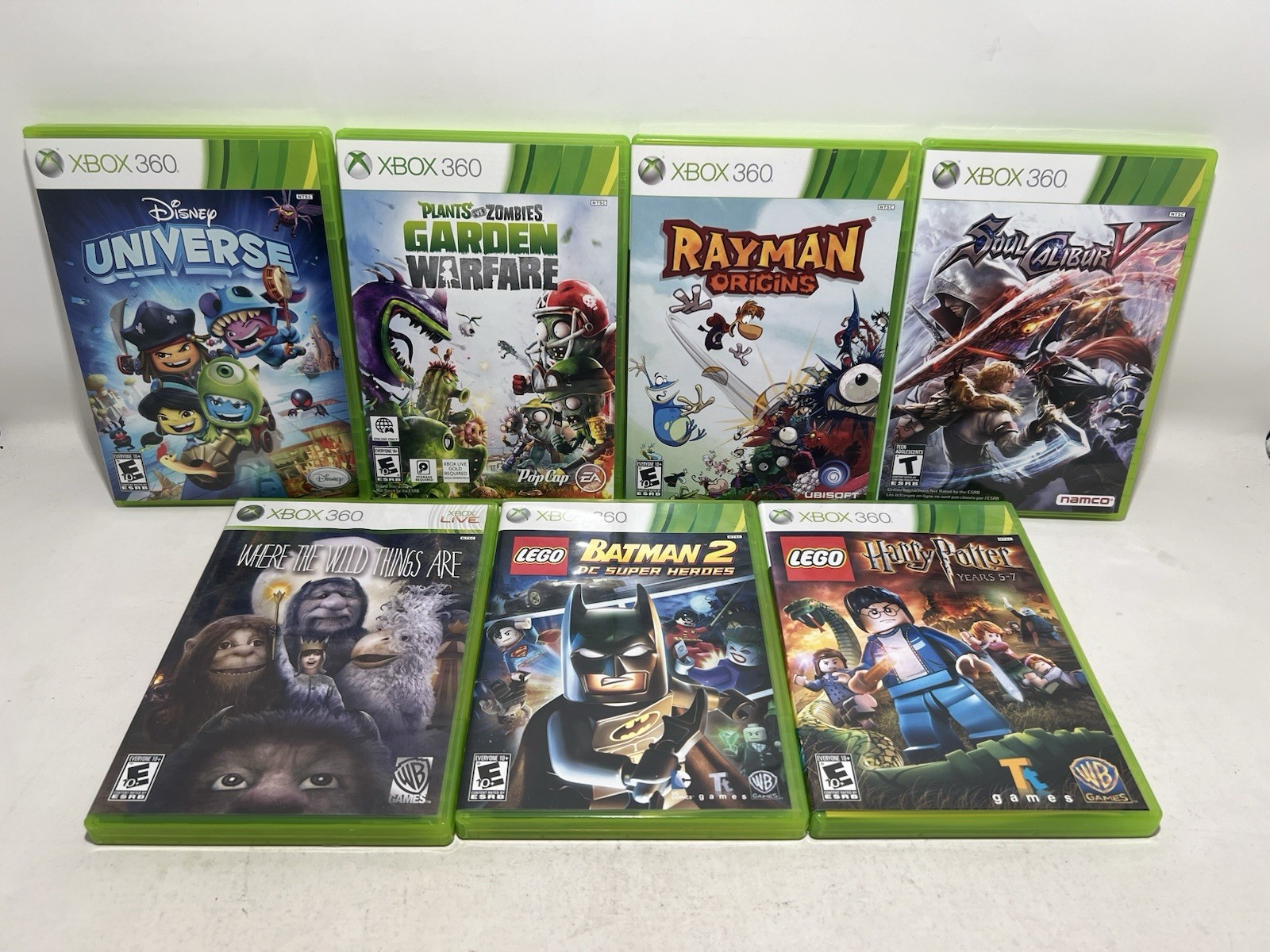 Lot of 7 Xbox 360 Games – Rayman Origins, Soul Caliber V, PvZ Garden Warfare
