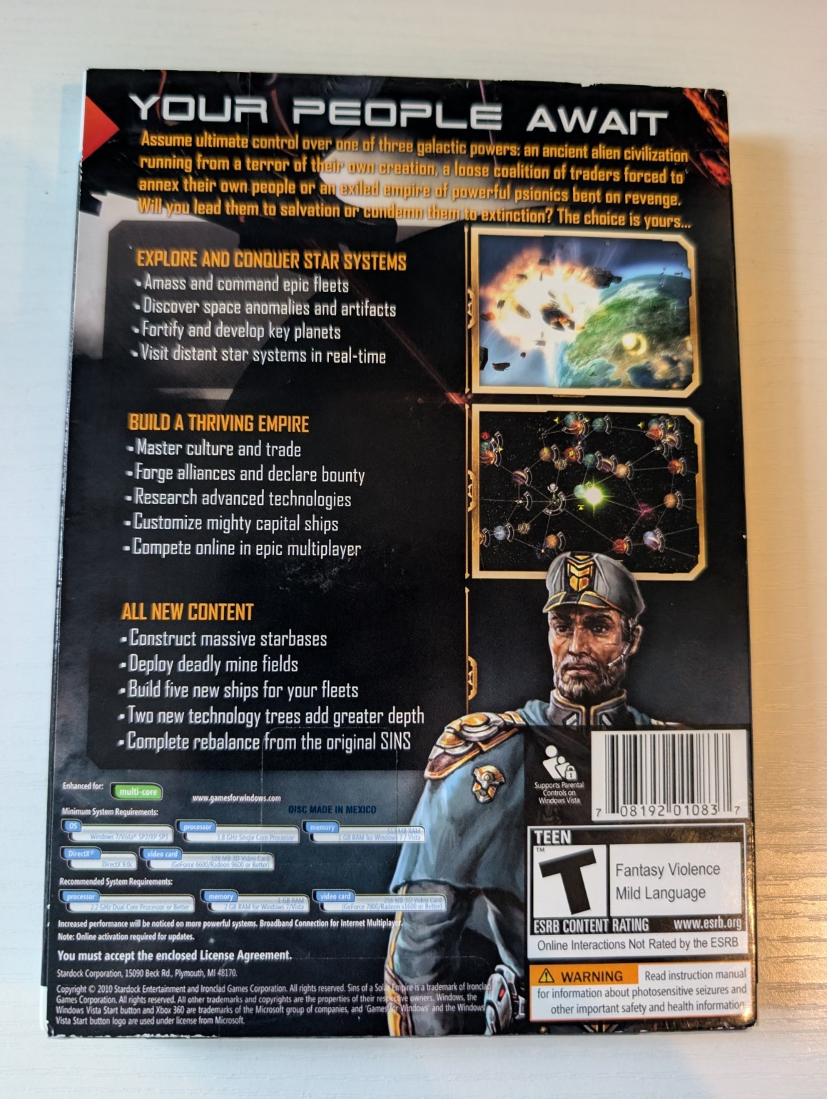 Sins of a Solar Empire: Trinity PC Strategy Game Ironclad Sealed Manual Included