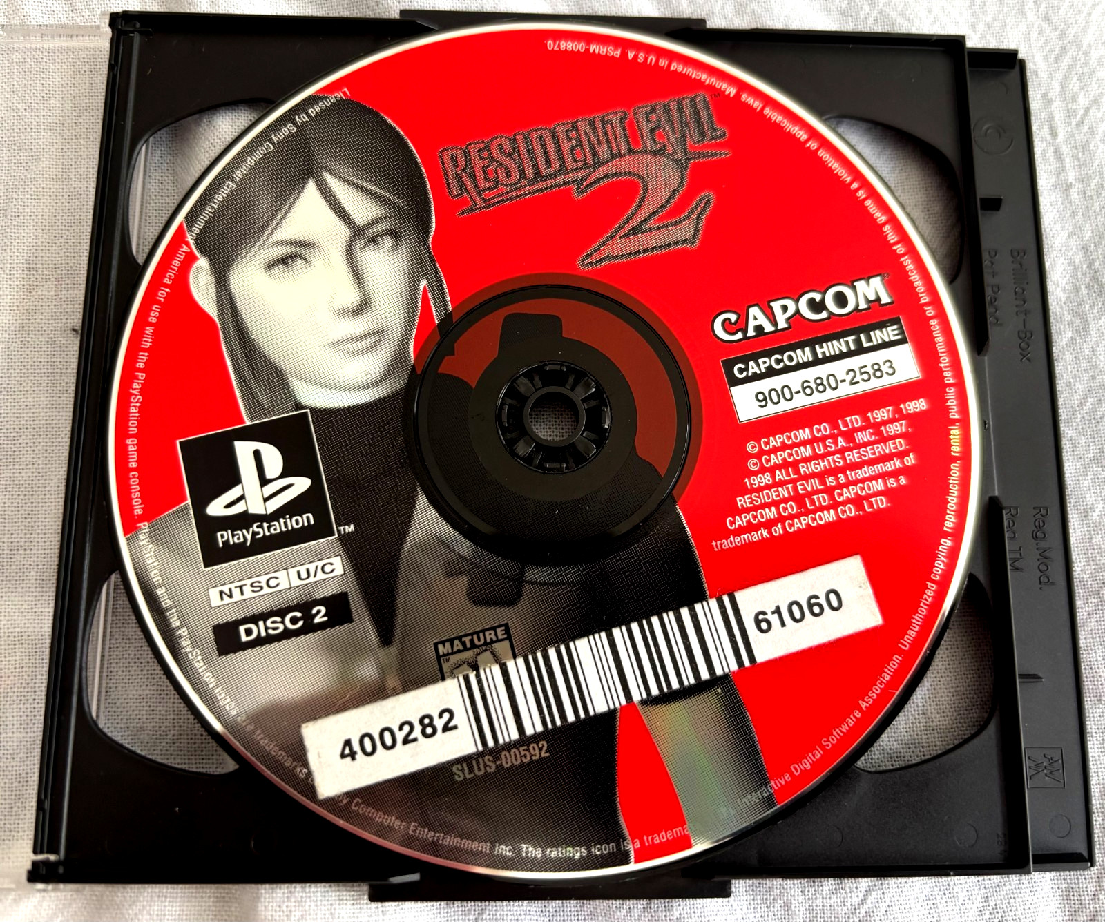 Resident Evil 2, PlayStation 1, 2 discs, no manual