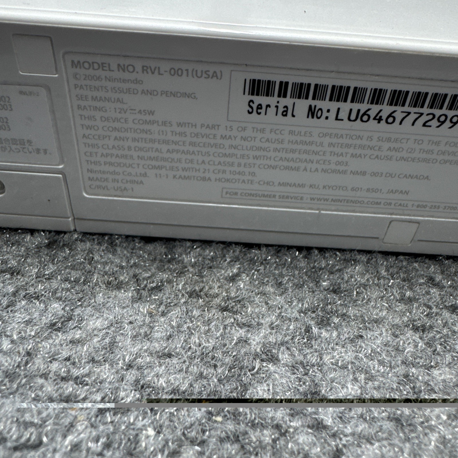 Nintendo Wii RVL-001 Nos Tested