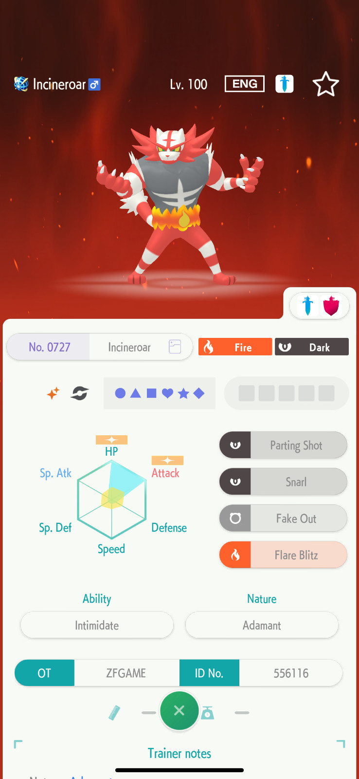 ✨6IV SHINY Incineroar + EVS🚀 POKEMON HOME✨Champions✨Online delivery⚡