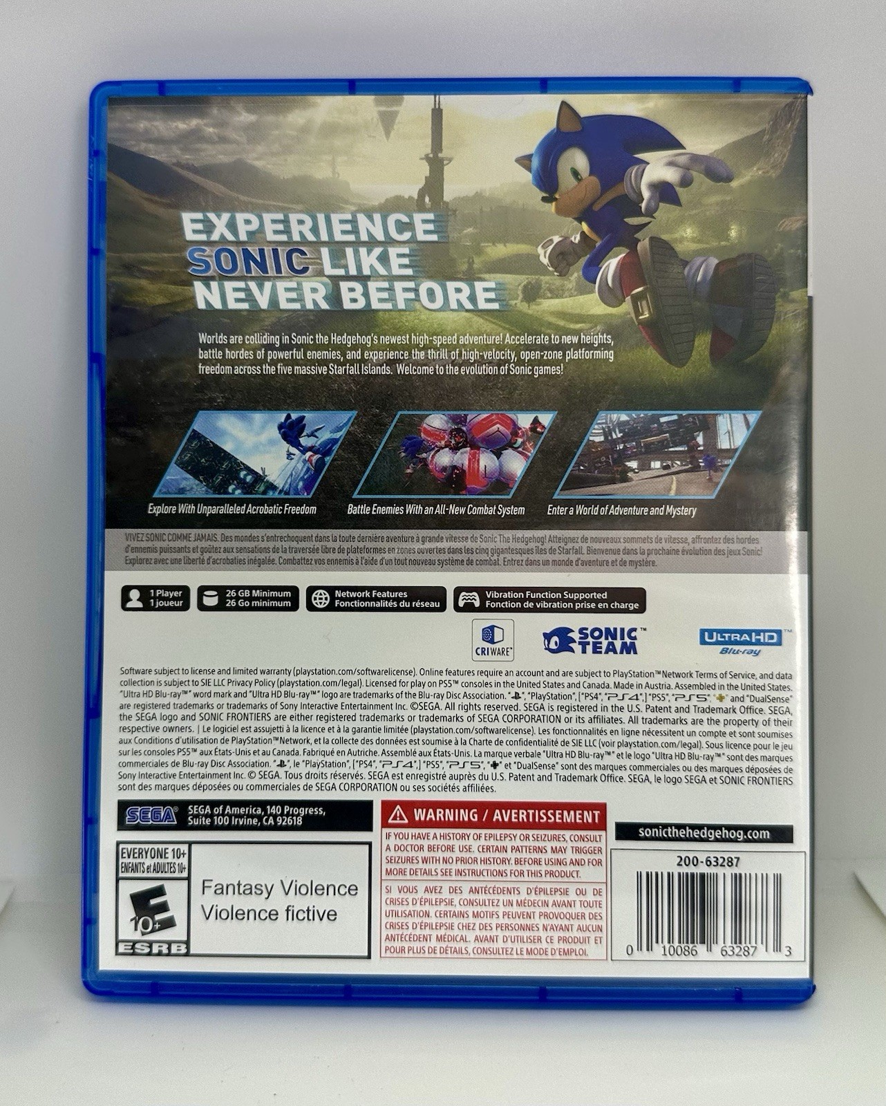 Sonic Frontiers SEGA Sony PlayStation 5 PS5 EXCELLENT
