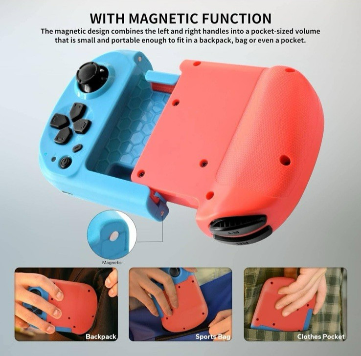 Portable Easy to Use Gaming Controller for Android Apple Phone/Tablet/PC/XBOX/NS