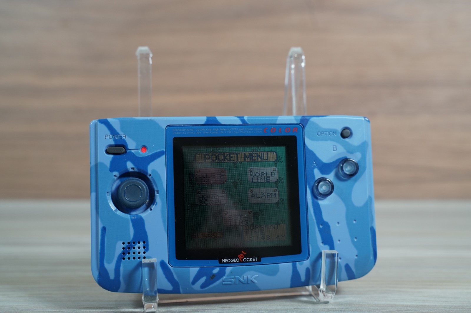 Neo Geo Pocket Color SNK Camouflage Blue Console Only Tested No Battery Cover
