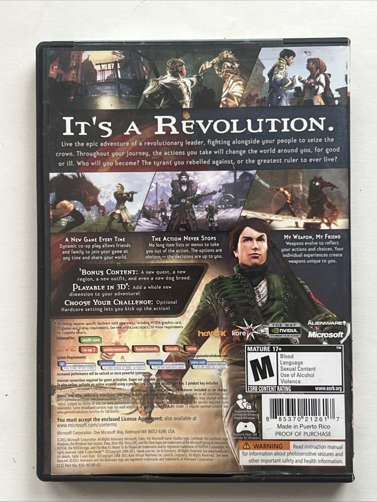 Fable III by Lionhead Studios, Microsoft Windows Live (PC DVD, 2011) Mint Disc