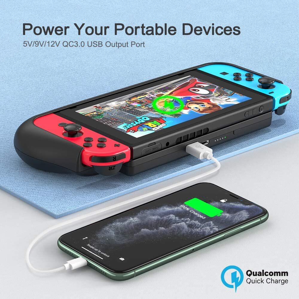 NEWDERY External Battery Station for Nintendo Switch/Switch OLED Charger Case