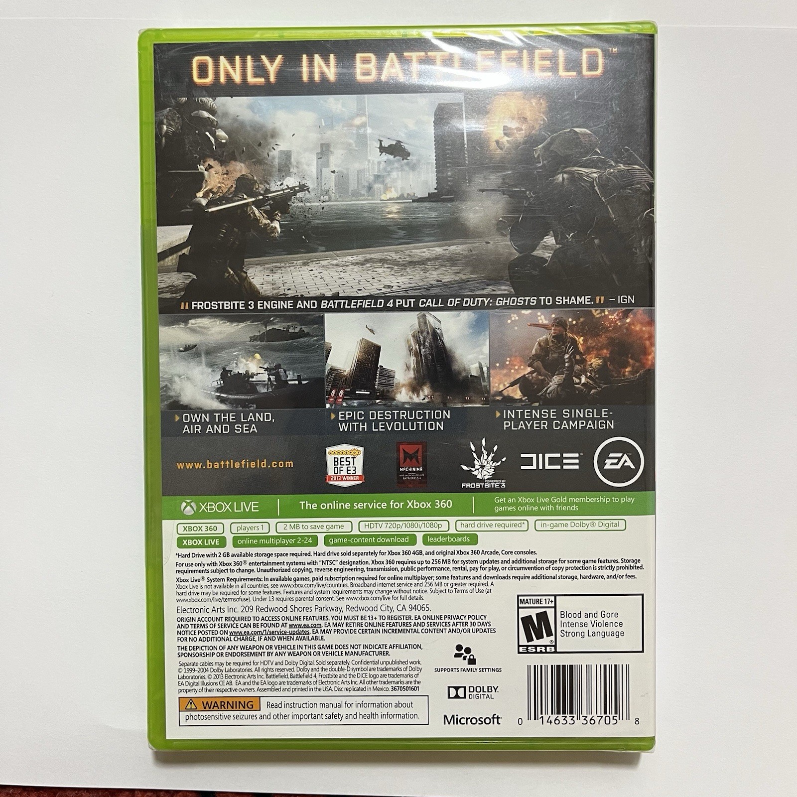 Battlefield 4 (Microsoft Xbox 360, 2013) Factory Sealed New