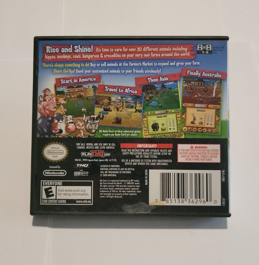 Nintendo DS Game My Farm Around The World in Case Instruction Book