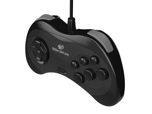 Retro-Bit Official Sega Saturn USB Controller Pad for PC/Mac/Steam/RetroPi Black