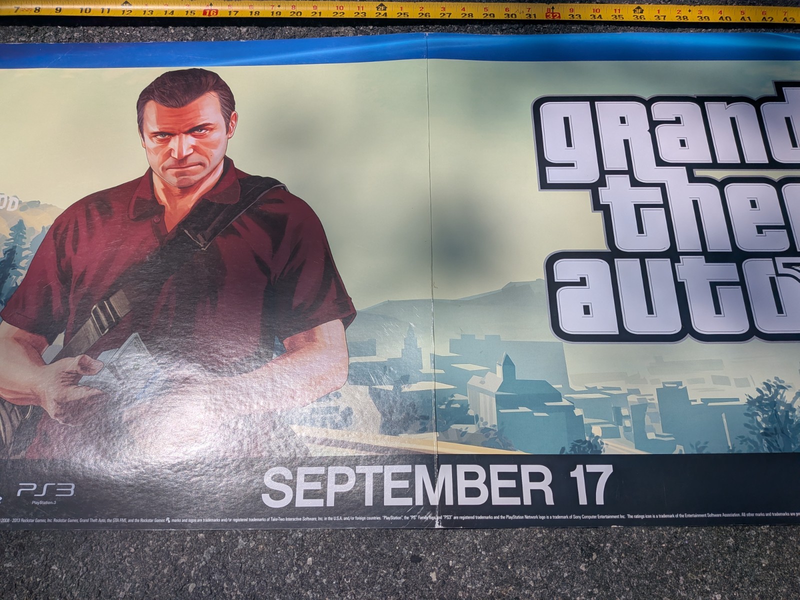 Grand Theft Auto V Promo Banner Poster GameStop RARE GTA 5 Michael Promotional