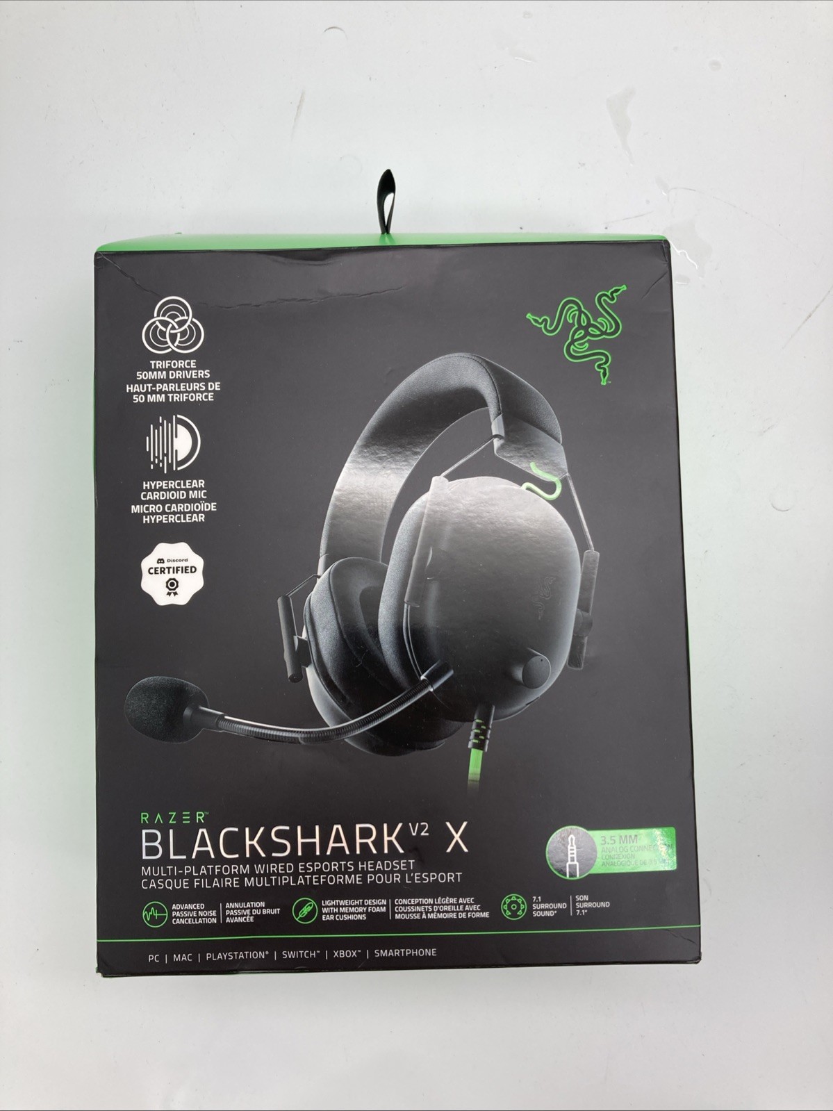 BlackShark V2 X Headset Razer TriForce 50mm Drivers Standard breathable Mr