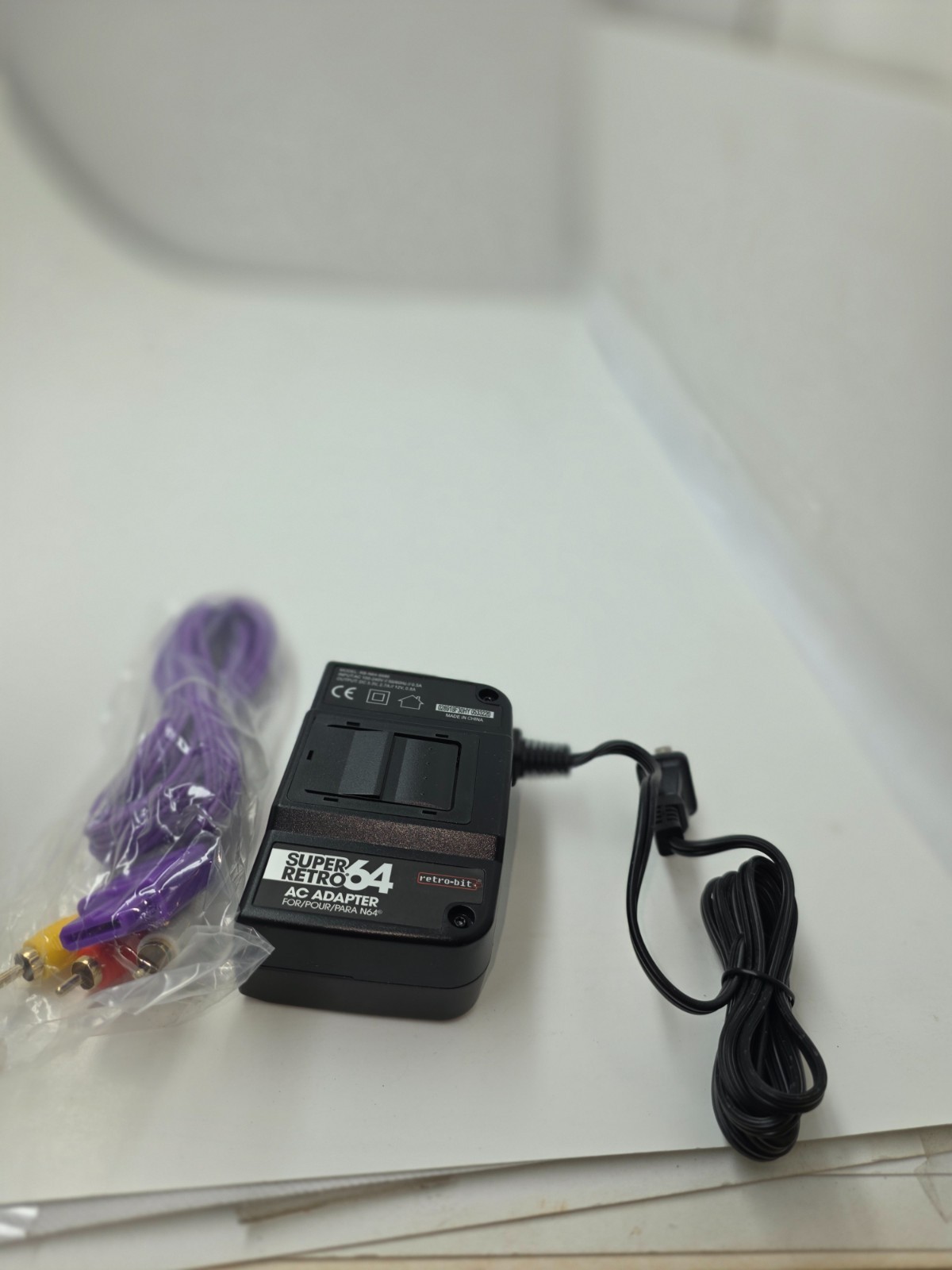 NEW AC Adapter Power Supply W/10FT Purple AV Cable Cord For Nintendo 64 N64 #K21