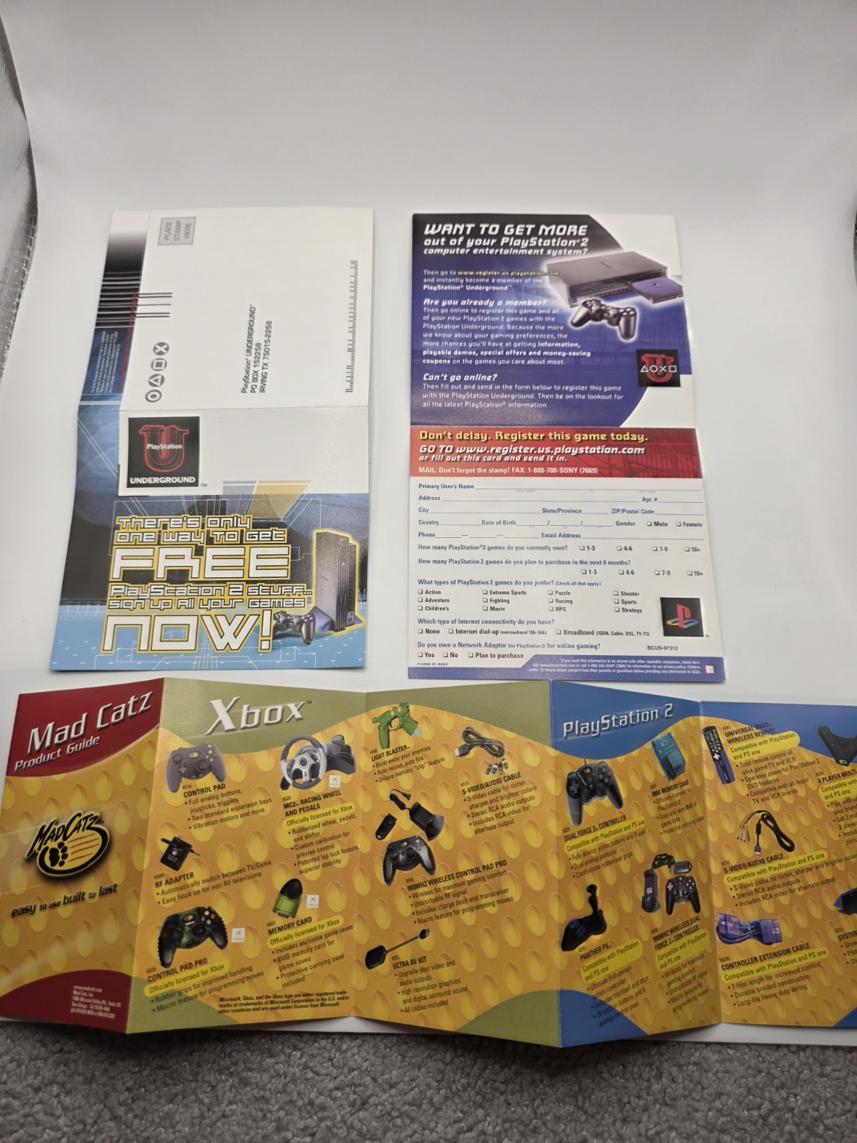 PlayStation Underground PS2 Promo Paperwork Lot + Mad Catz Catalog 2000s