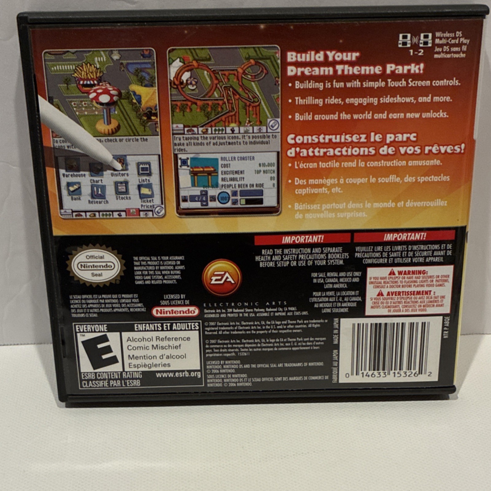 Nintendo *DS* Theme Park EA Manual Included w/ Case E NTSC-U/C 2007
