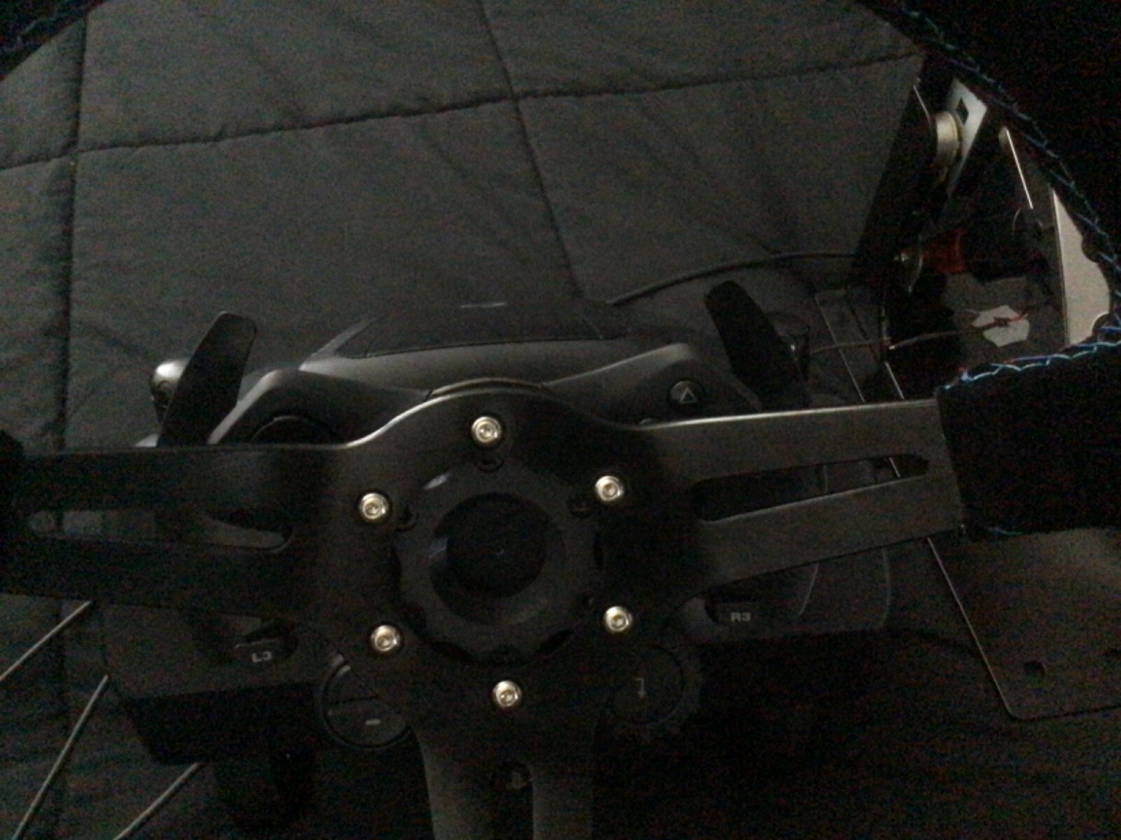 Logitech g923 PS5/PS4. Custom steering wheel on. Deep dish, with custom pedals.