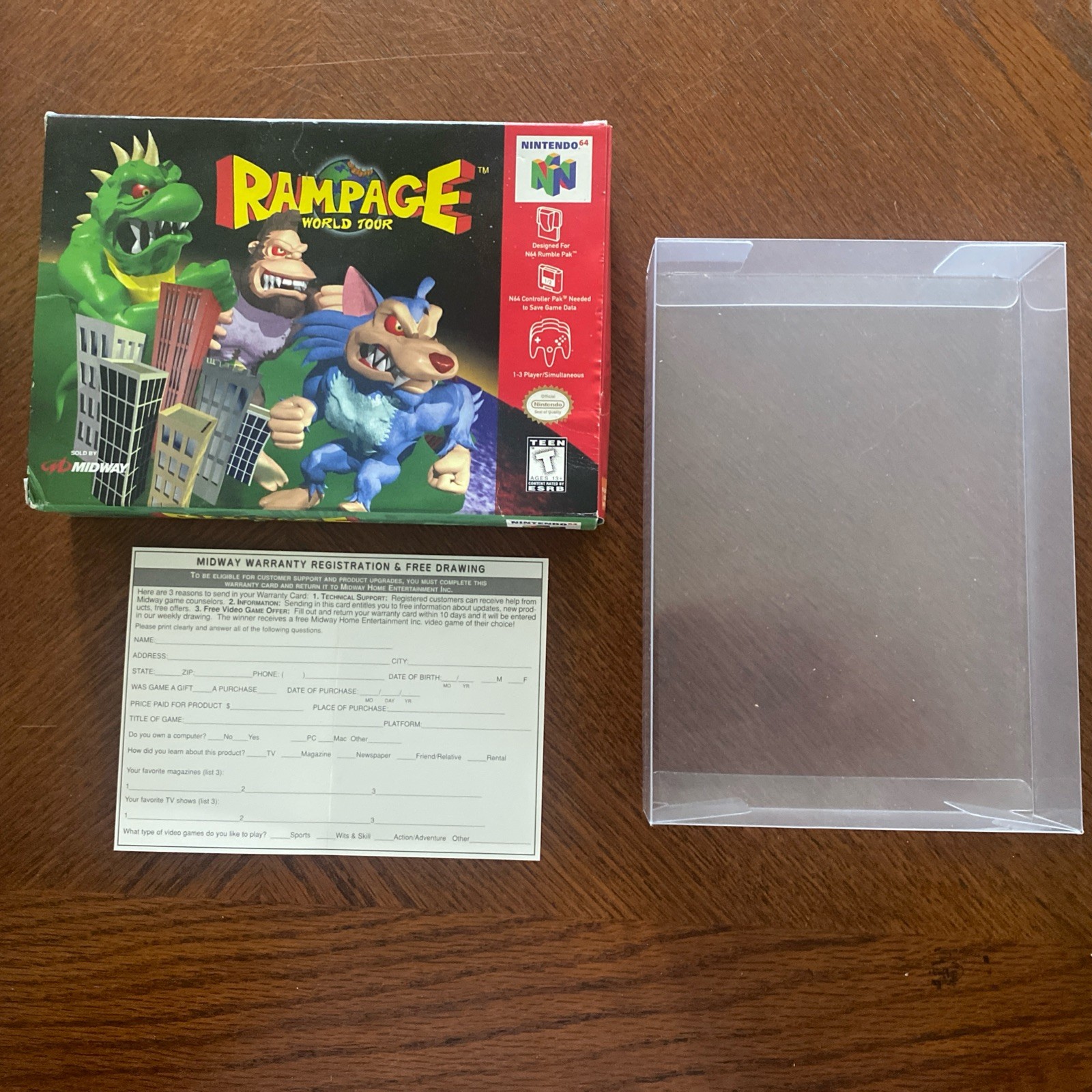 Rampage World Tour (Nintendo 64 N64) BOX w/ Protector & Registration Card Only