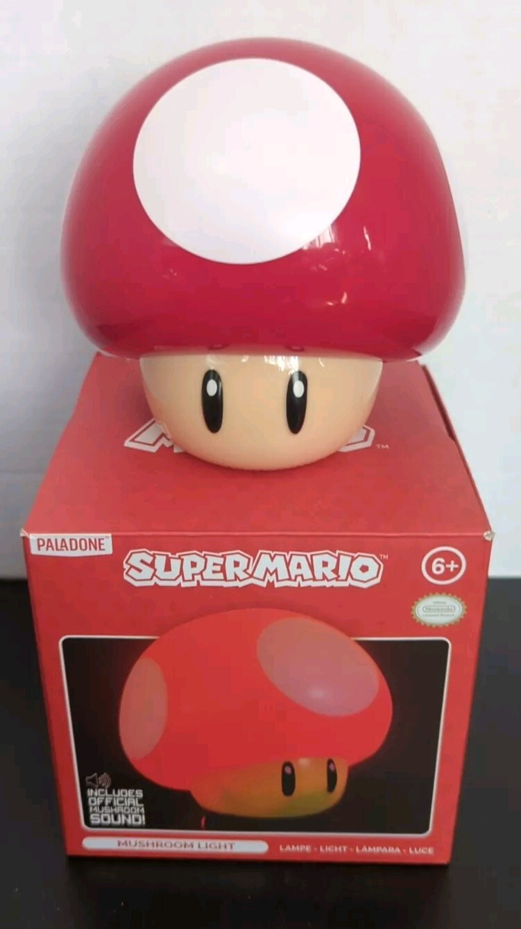 Super Mario 1up Mushroom Light Red Paladone Tested Works EUC W/ Original Box