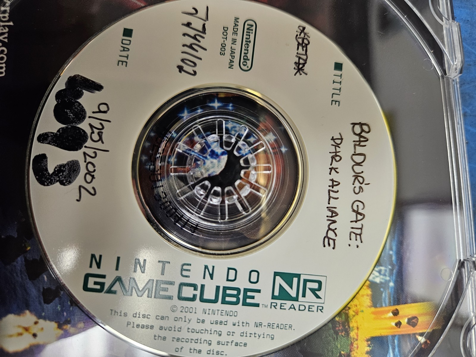 GameCube Balder’s Gate Dark Alliance Disc BGDA Prototype NPDP-Development BETA