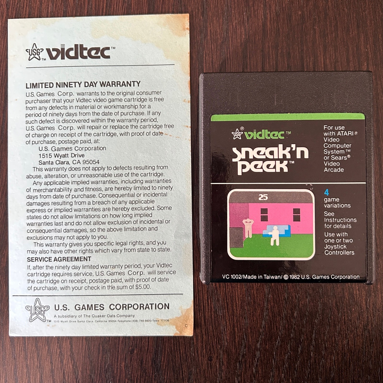 1982 Sneak’n Peek Atari 2600 Video Game Cartridge by Vidtec + U.S. Games TESTED