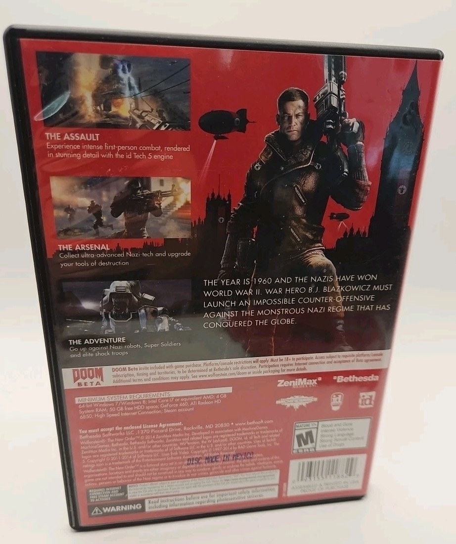 Wolfenstein The New Order – PC DVD – COMPLETE FREE SHIPPING