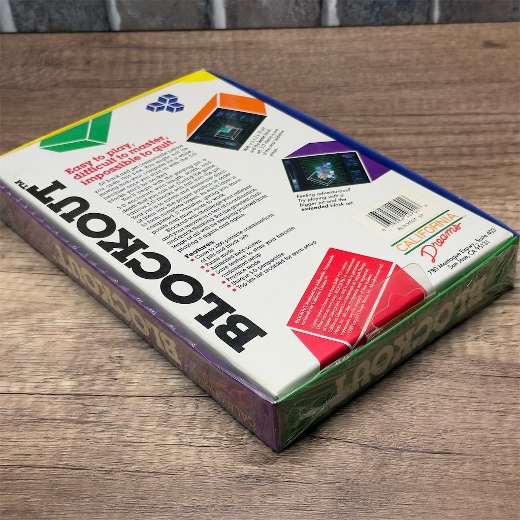Atari ST Blockout 3D Game Multi-Color Strategy 1989 Vintage Block Out