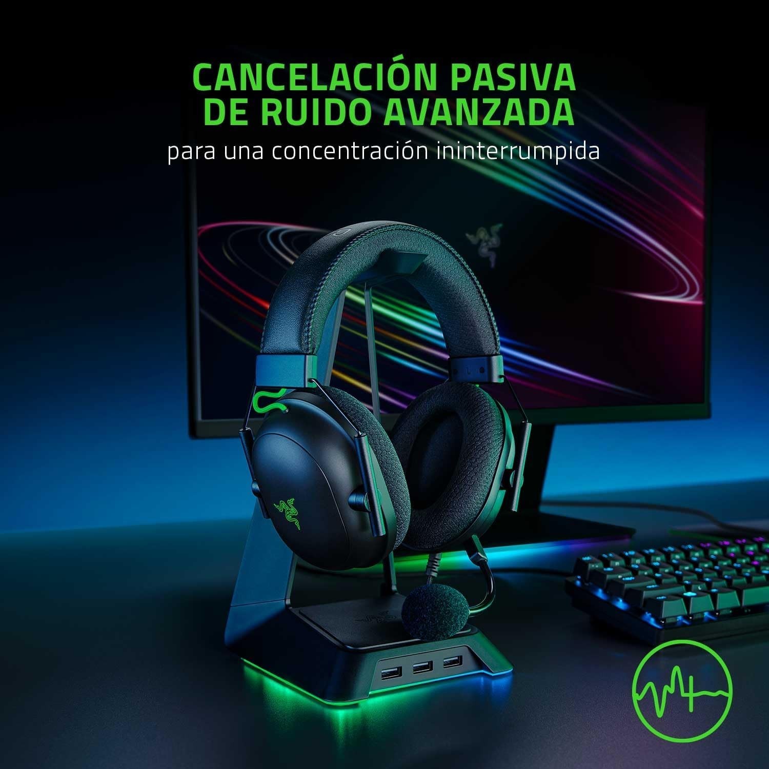 Razer – BlackShark V2 w/ usb Sound Card Wired 7.1 Spatial Surround Sound 50mm d