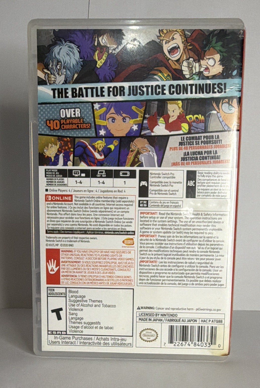 Bandai Namco My Hero One’s Justice 2 Switch Arena Fighter Online MP T 2020