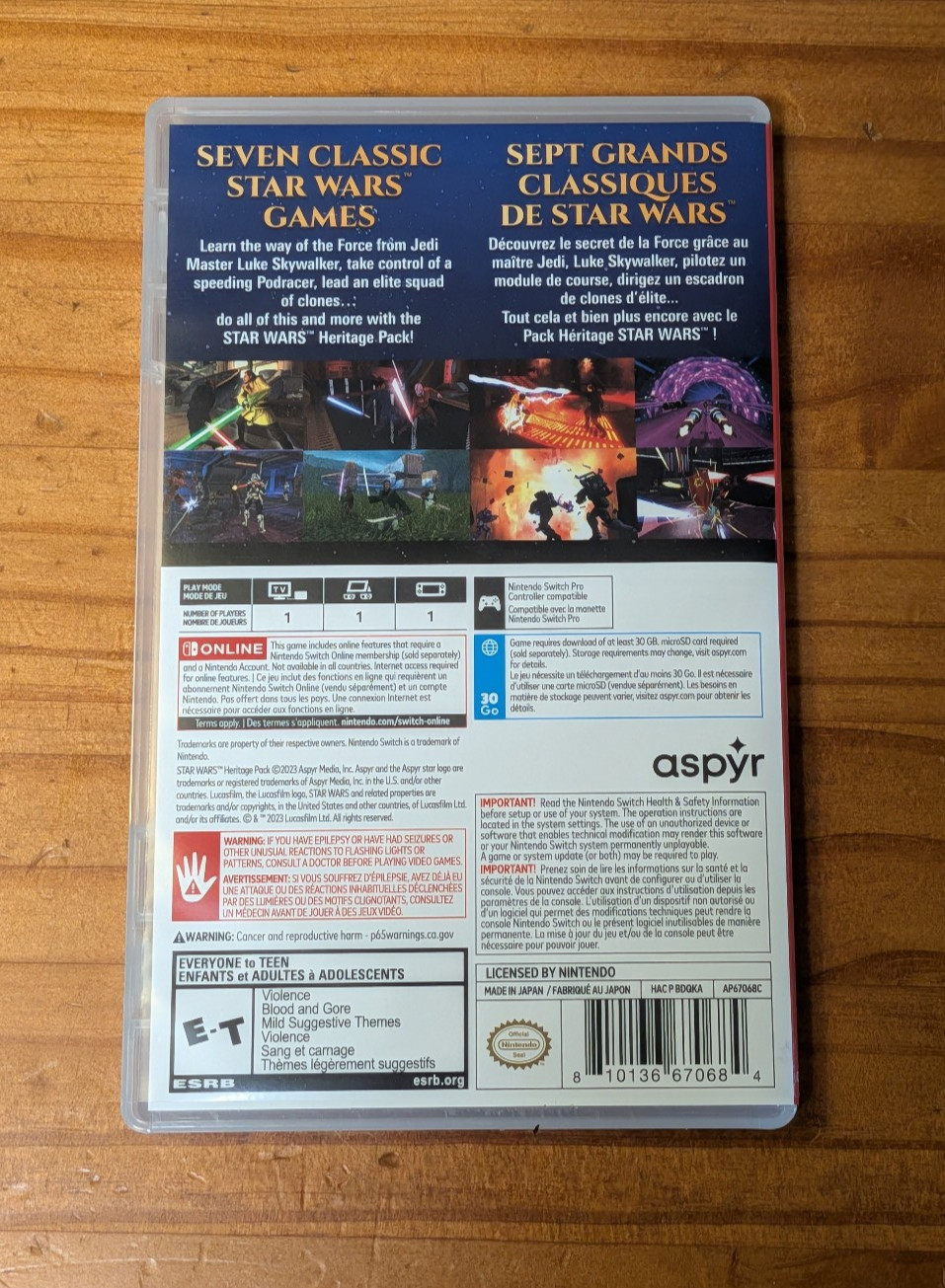 Nintendo Switch Star Wars Heritage Pack – 7 Classic Games aspyr Case & Sleeve