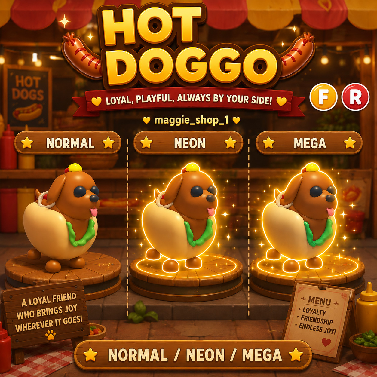 Hot Doggo FR Normal/Neon /Mega ✨ Adopt From Me Today ✨ Top Picks