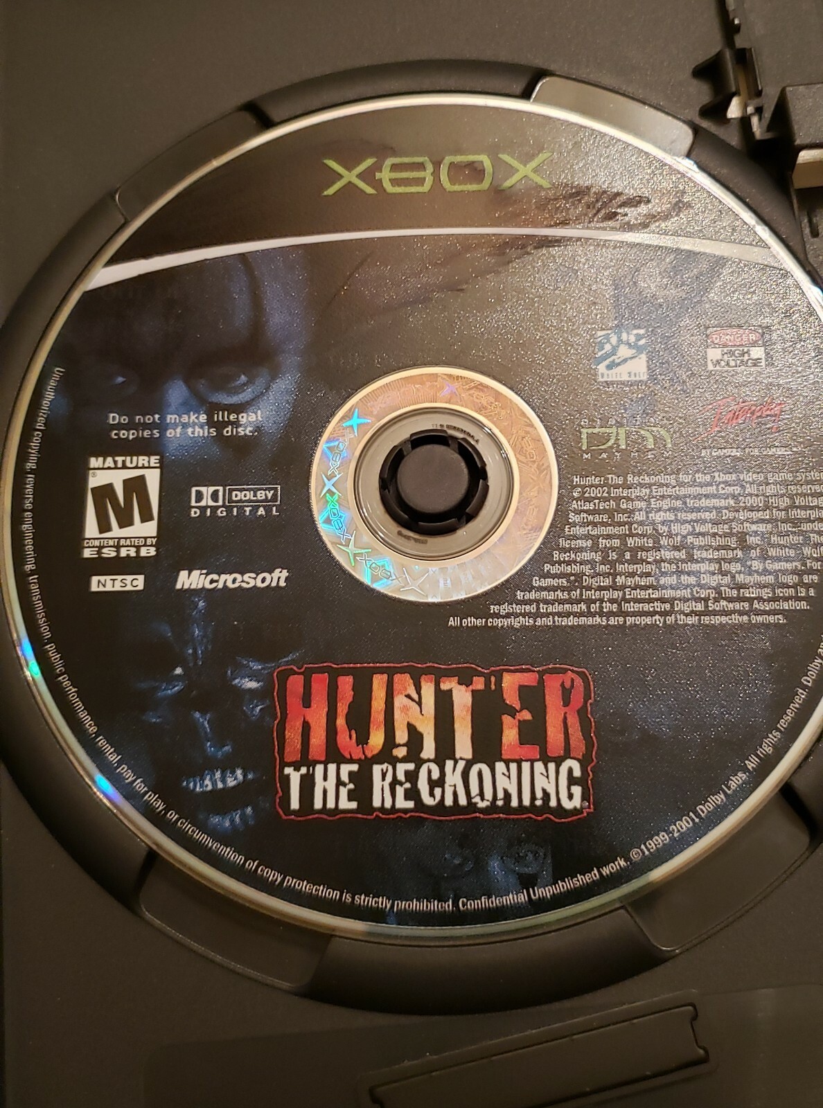 Hunter: The Reckoning (Microsoft Xbox, 2002) No Manual Single or Multi Player