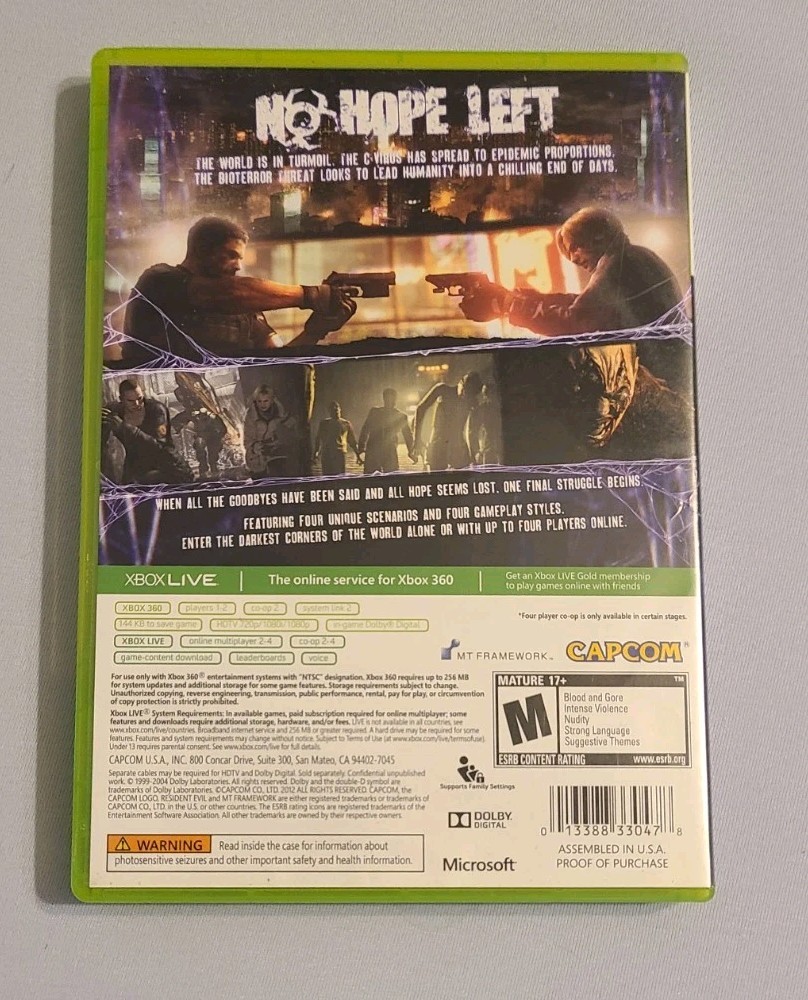 Resident Evil 6 (Microsoft Xbox 360, 2012)/ TESTED AND WORKS