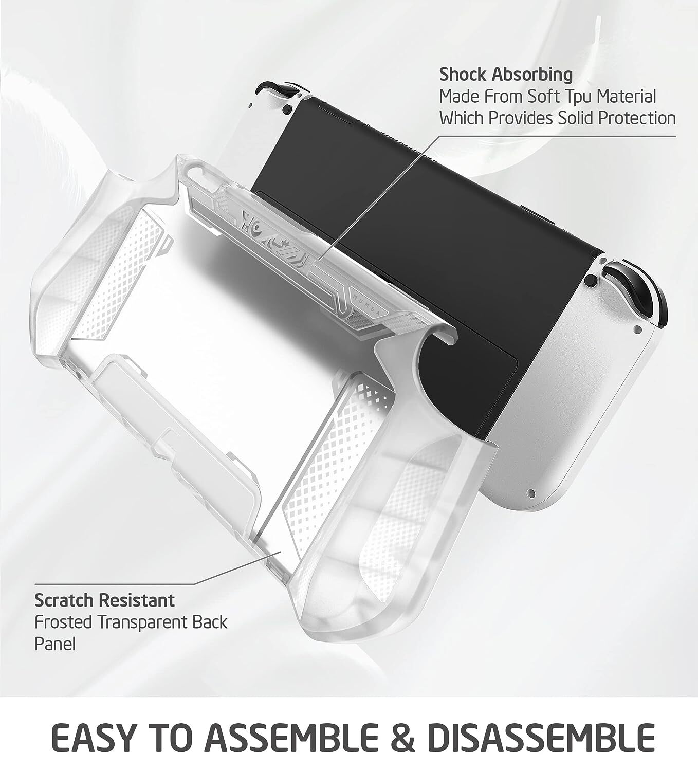 Mumba Dockable Case New for Nintendo Switch OLED 2021 TPU Ergonomics Grip Cover
