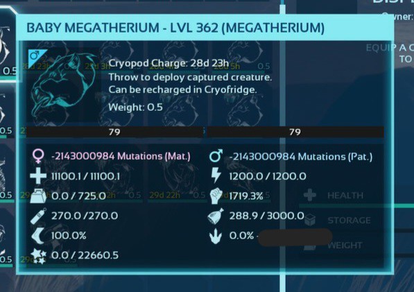ARK ASCENDED PVE OFFICIAL PAIR BABY MEGATHERIUM BLACK #79 NEW TOP MELEE 1719%