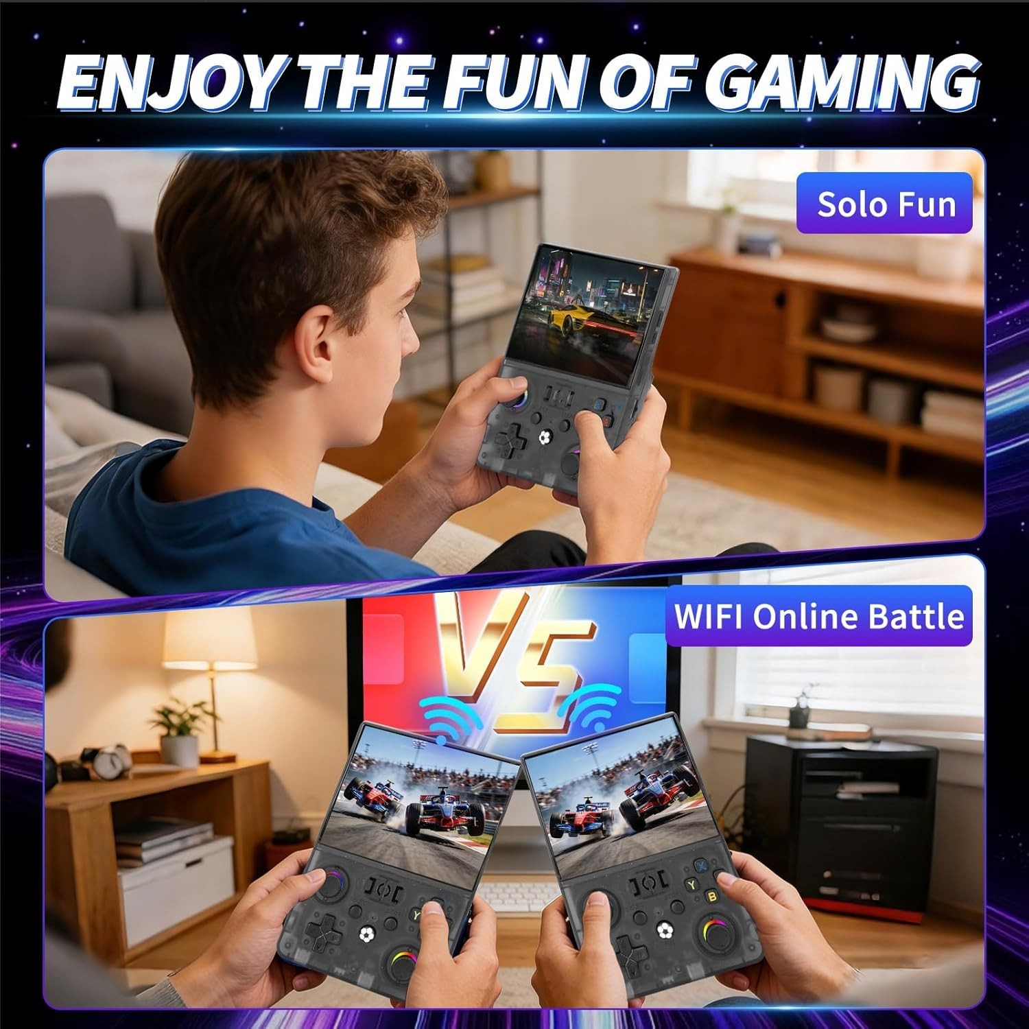 R36MAX Ⅱ Game Console – 4.5″ High-Def Screen, 18,000+ Classic Games in Black