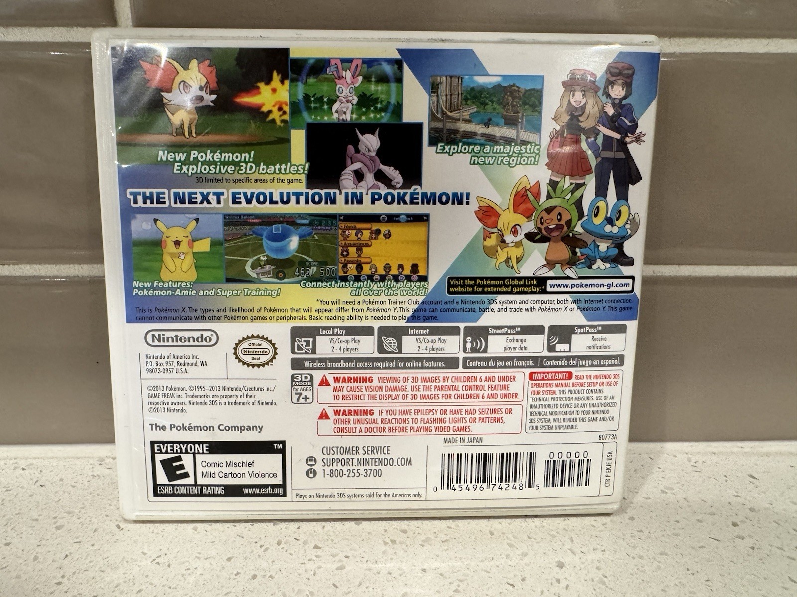 EMPTY CASE Pokémon X Nintendo 3DS COMPLETE W/ MANUAL AUTHENTIC POKEMON