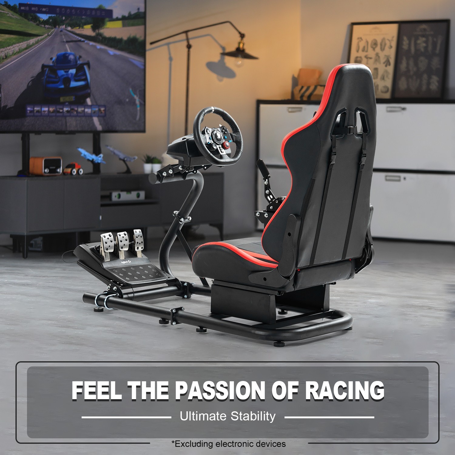 Marada G29 Racing Simulator Cockpit Wheel Stand with Seat Fit Logitech G923 G920