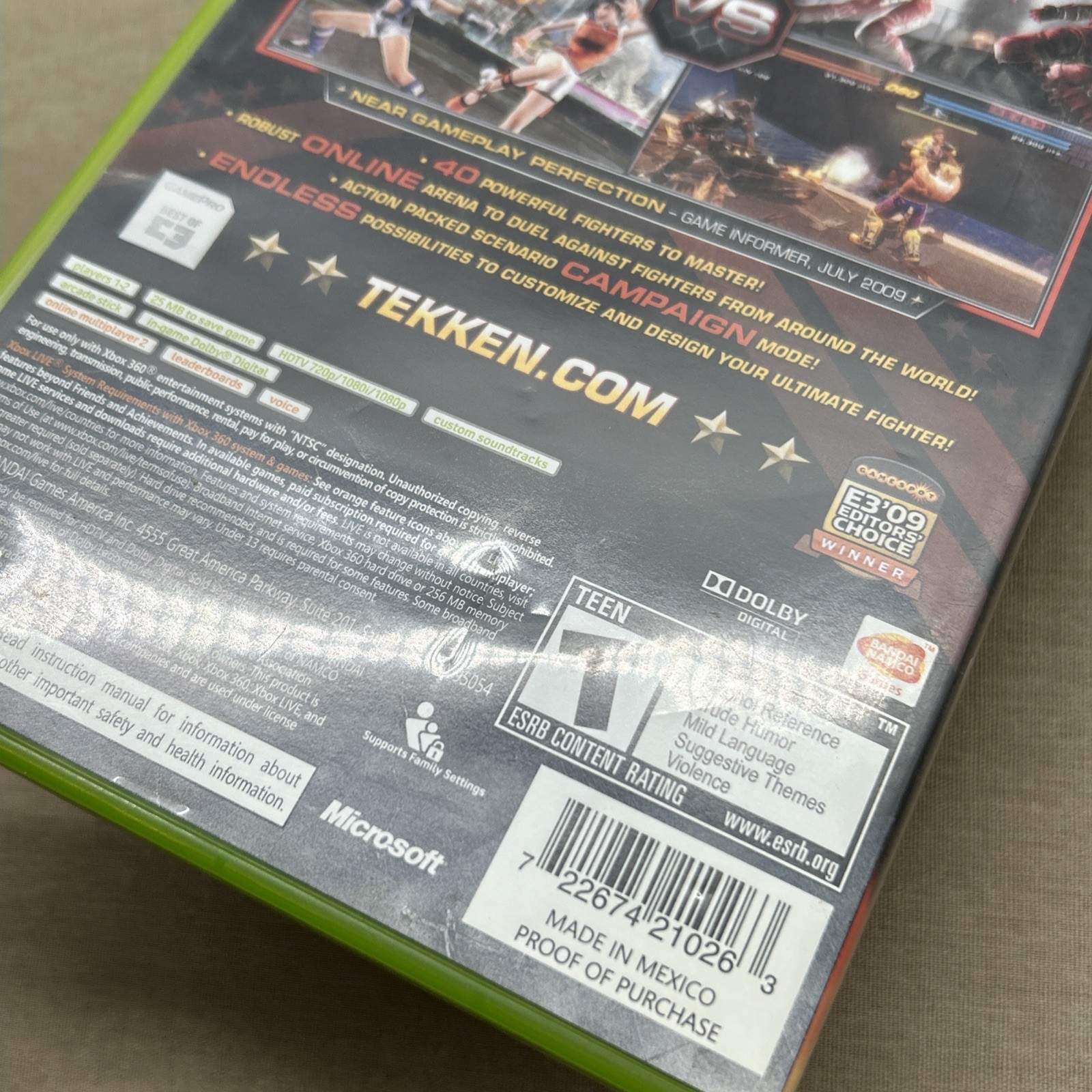 Tekken 6 (Microsoft Xbox 360 2009) Six CLEAN Complete Manual Fighting Beat Em Up