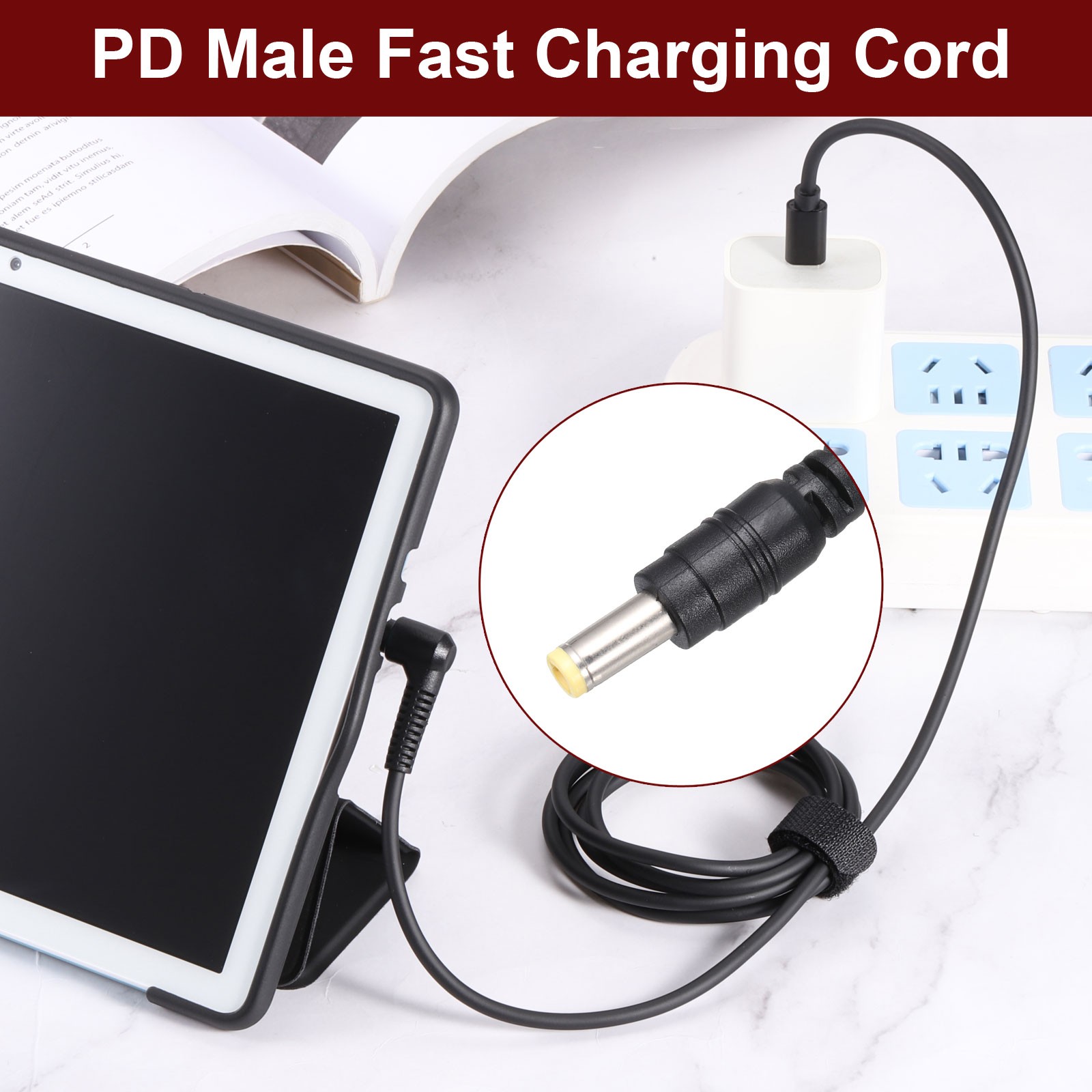 5FT USB C to DC PD Power Fast Charging Cable, 5.5×2.5mm 65W/12V(Black)