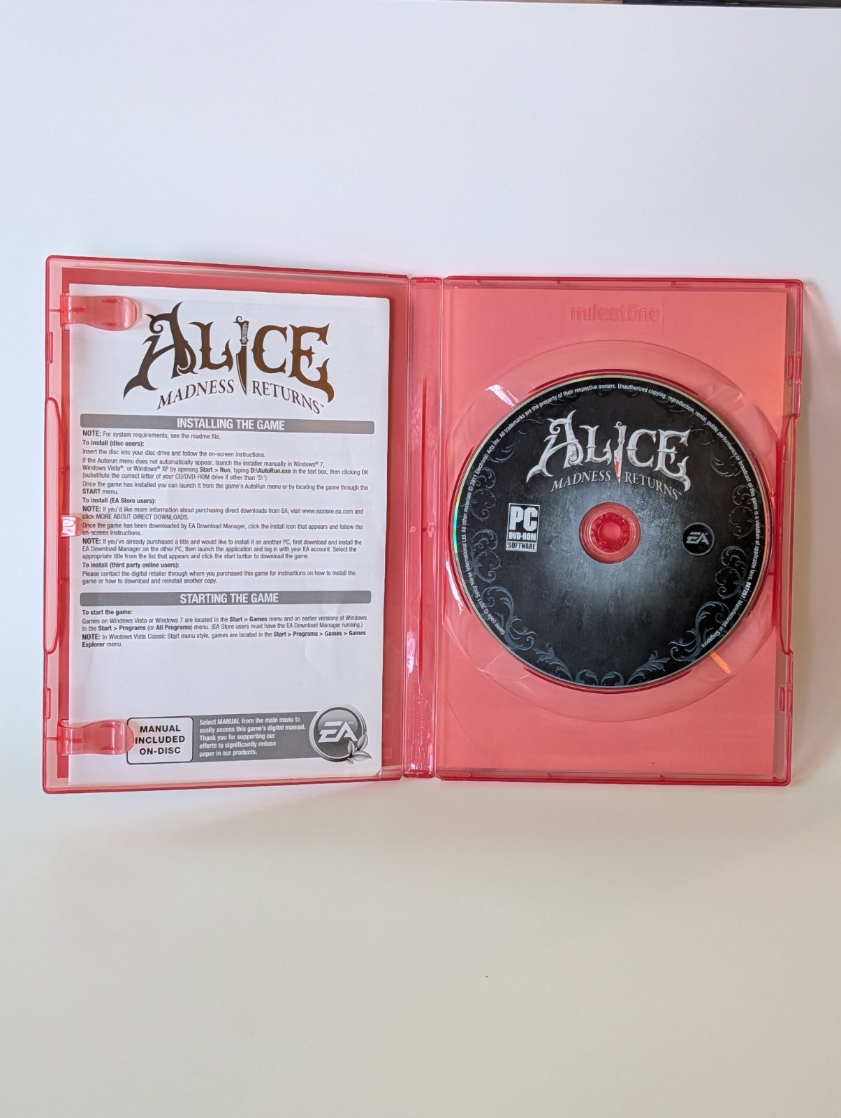Alice: Madness Return PC Game Includes Manual – No Scratches on Disc
