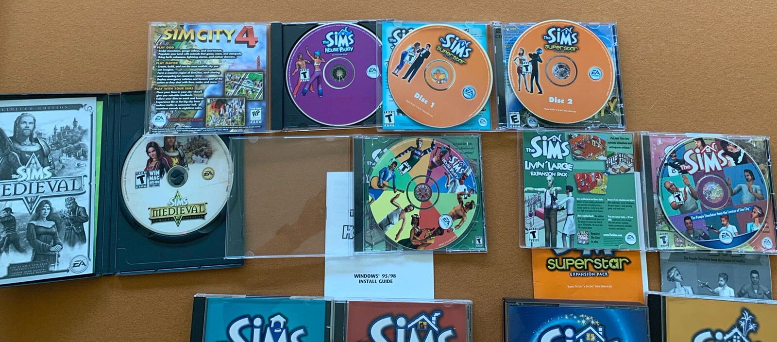 The Sims Original & Sims Medieval PC Games w/7 Expansion Packs & Instructions