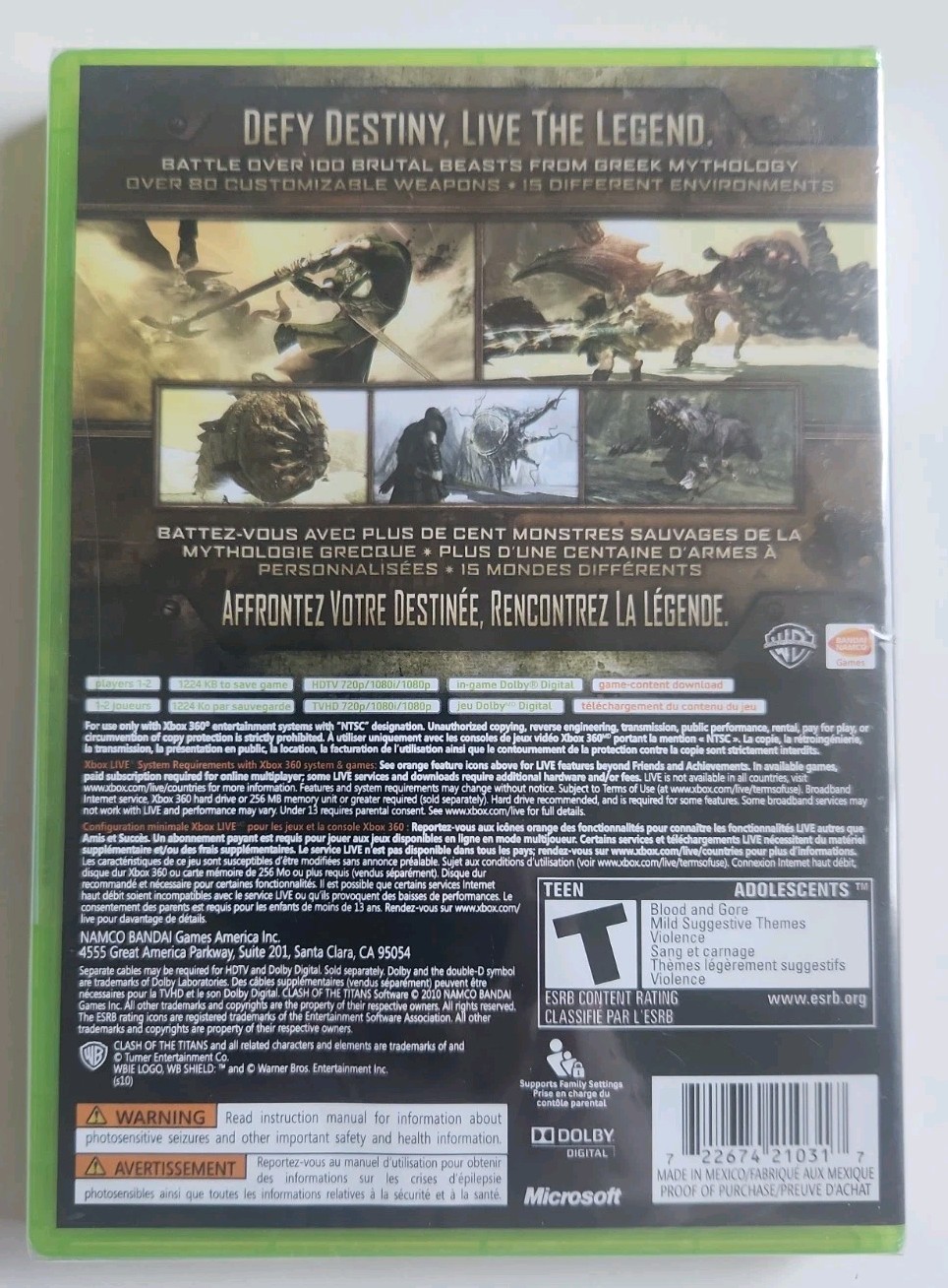 Clash of the Titans: The Video Game (Xbox 360, 2010) NEW / SEALED